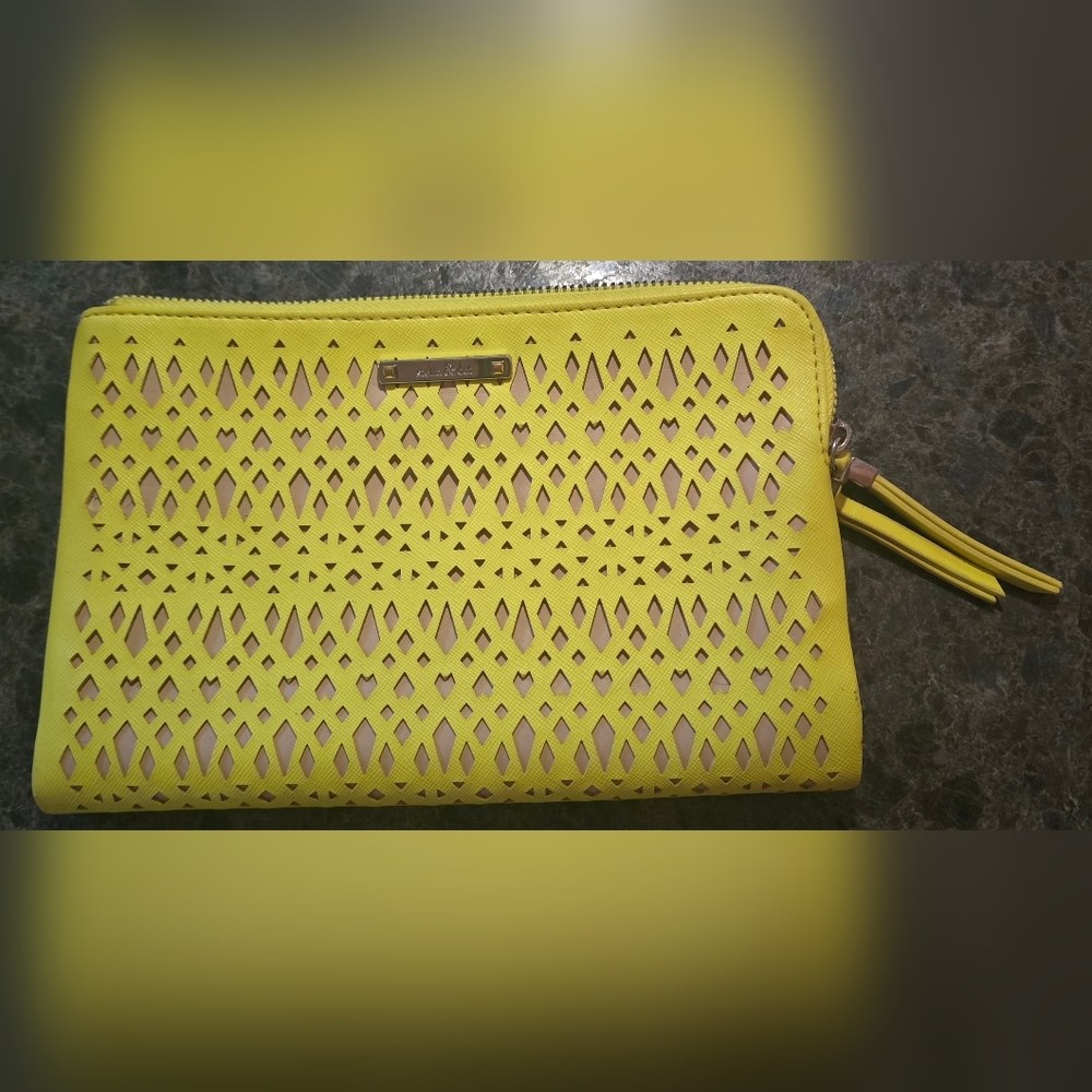 Stella & Dot Neon Yellow Cutout Clutch Wallet